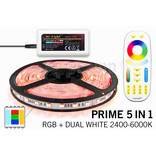 Mi·Light PRIME Ledstrip RGB Color+Dual White 60 LED/m, 5 IN 1. Complete set met RF Afstandsbediening