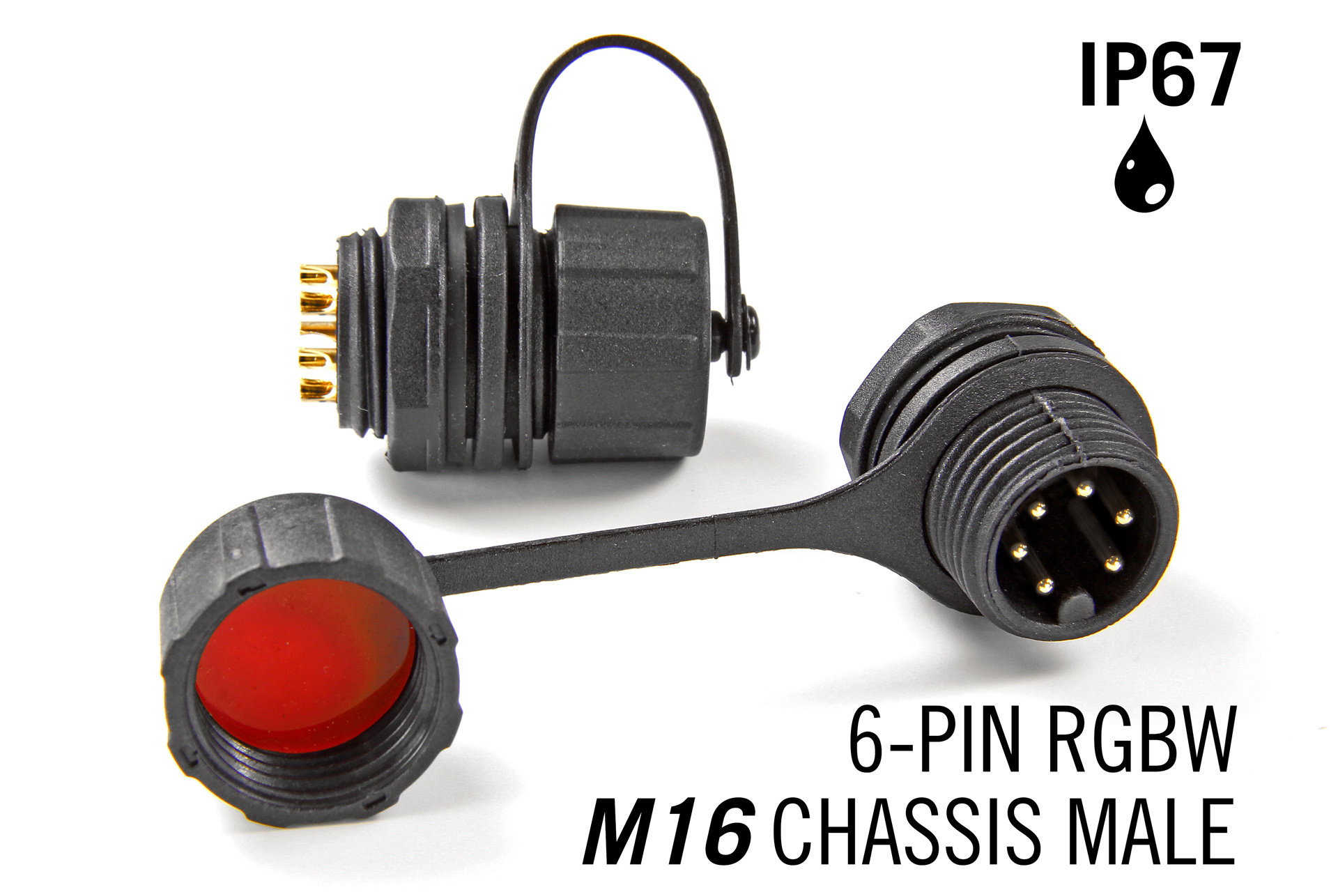 M16 6 Pin IP67 Waterdichte Male Chassis Connector RGBWW / RGBCCT