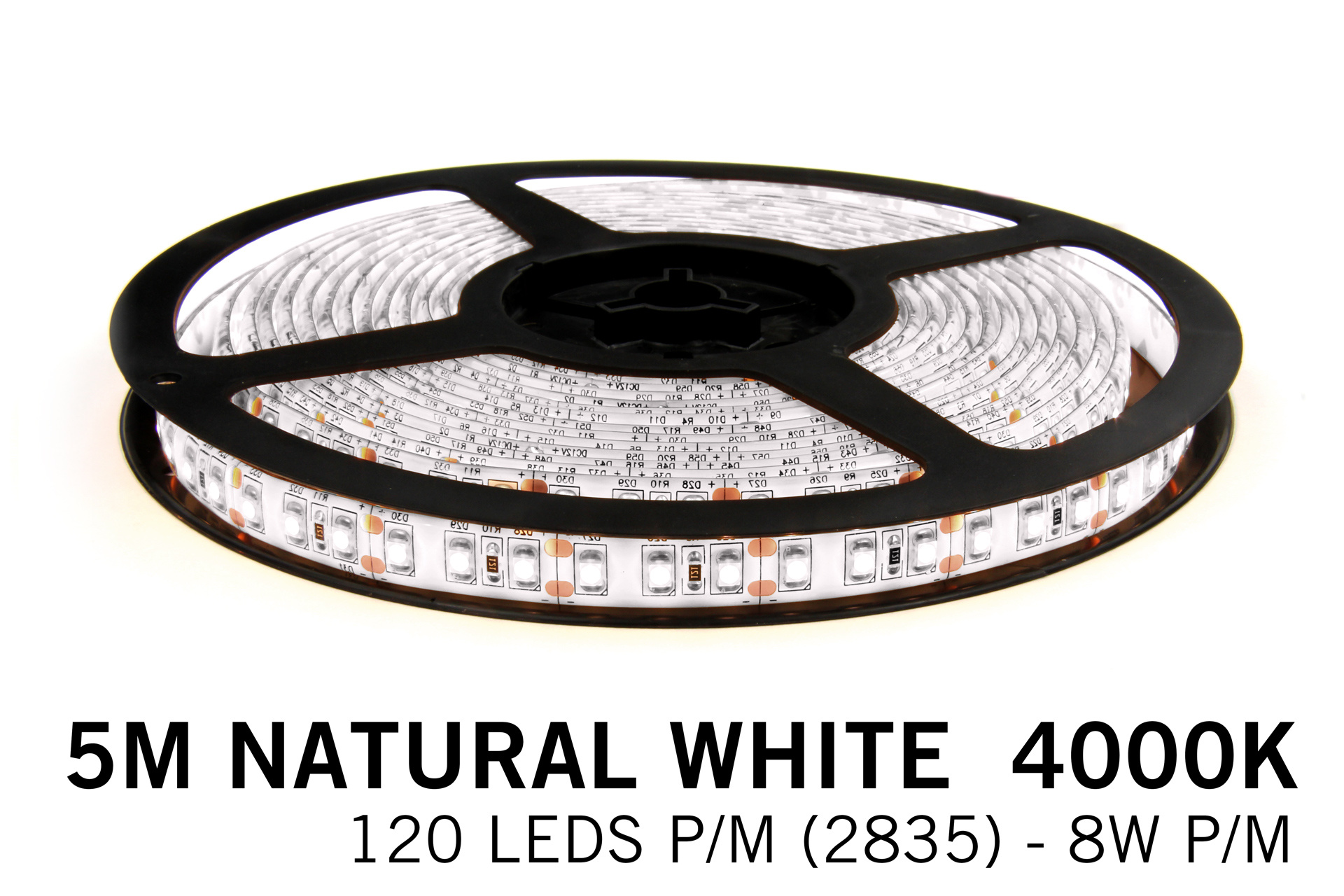 Neutraal Wit Led Strip | 5m 120 Leds pm Type 2835 12V Losse Strip