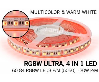 B-STOCK AANBIEDING / 5m RGB & Warm Wit Ultra 4 in 1 Led 60Leds pm 12V