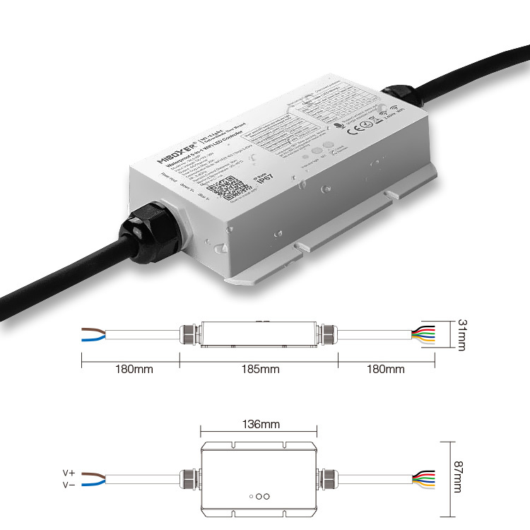 Mi·Light MiLight IP67 Waterdichte LEDstrip Controller | 12~24V 20A | WiFi + optie remote | WL5-WP
