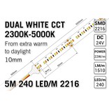 AppLamp ProLine PRO LINE Dual Wit 2300K~5000K CCT Led Strip | 5m 240 Leds pm Type 2216 24V - Losse Strip