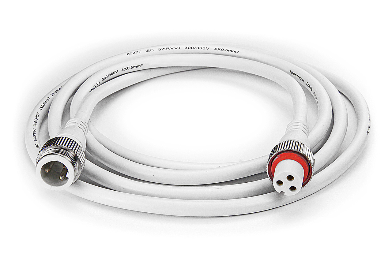 Dual White waterdichte verlengkabel 2 meter, 3-pin, IP68