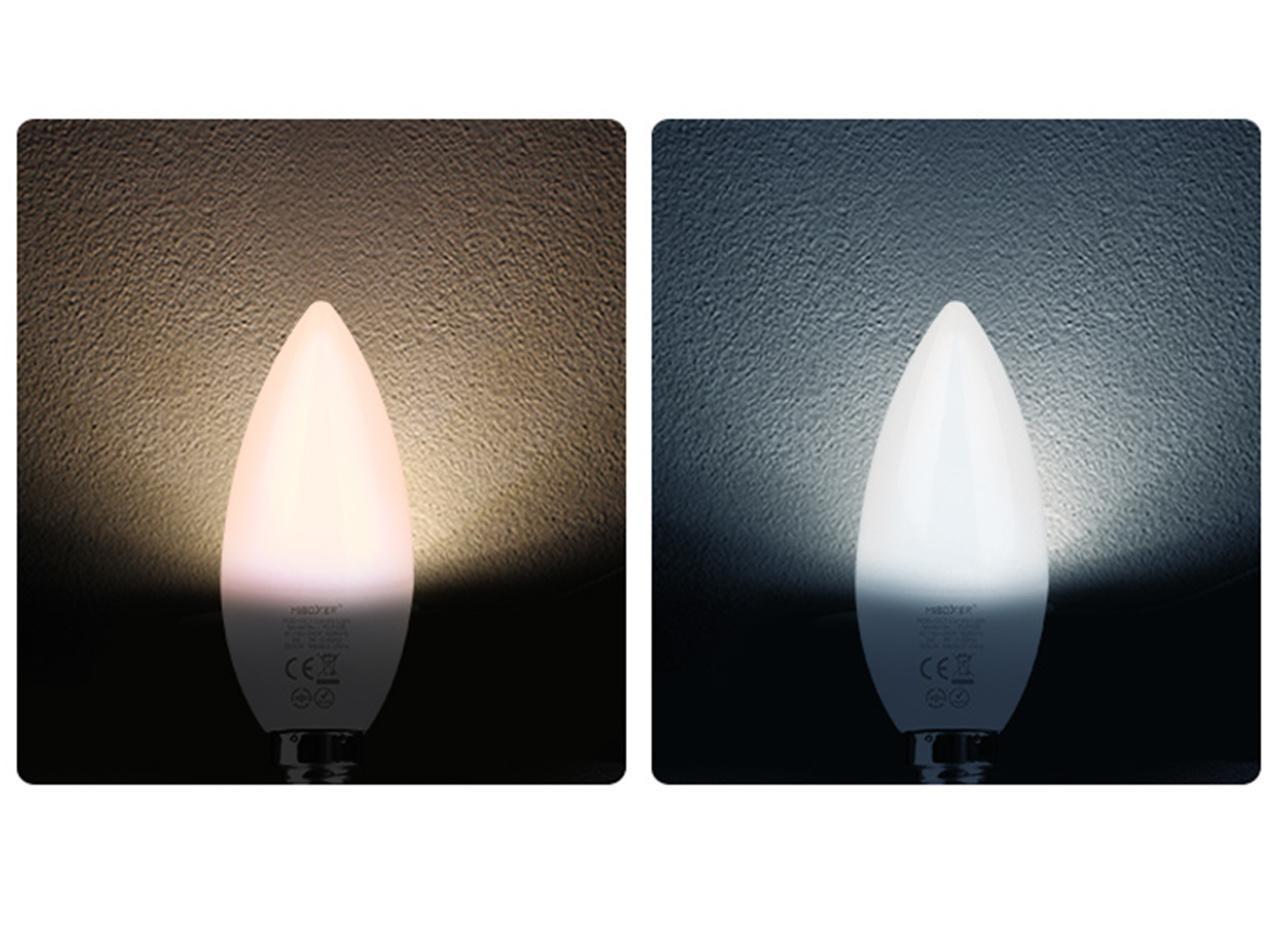 Mi·Light Wifi LED Lamp Miboxer / Mi-Light 4W RGB+Dual White E14 Kaarslamp. Op afstand bedienbaar