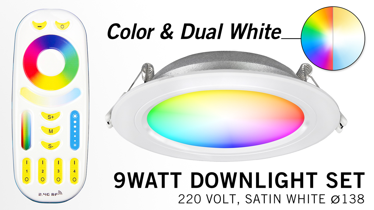 Leesbaarheid calcium draagbaar RGBW kleuren + wit led inbouwspots Mi-Light | AppLamp.nl