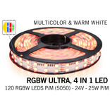 ACTIE! RGB & Warm Wit Ultra 4 in 1 Losse Led Strip | Dubbele rij 120 Leds pm Type 5050 24V 38W pm