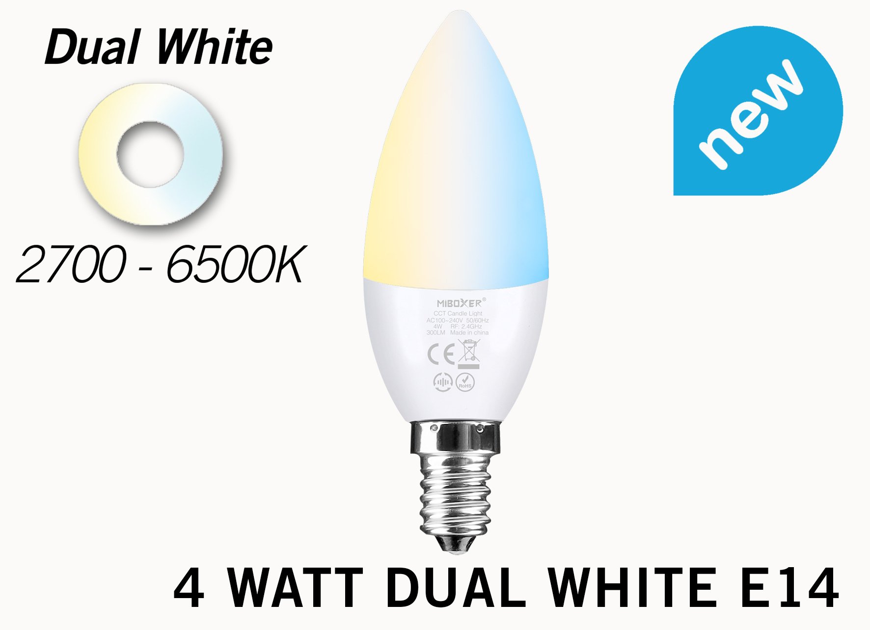 Mi·Light Miboxer-Mi-Light Kaarslamp 4W Dual White E14 Wifi LED Lamp