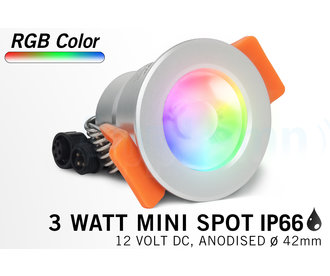 Mi·Light Miboxer 3W RGB Kleur Mini LED spotje.  Waterdicht IP66, 12Volt, Ø 42mm