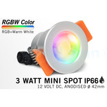 Mi·Light Miboxer 3W RGBW Kleur + Warm Wit Mini LED spotje. Waterdicht IP66, 12Volt, Ø 42mm