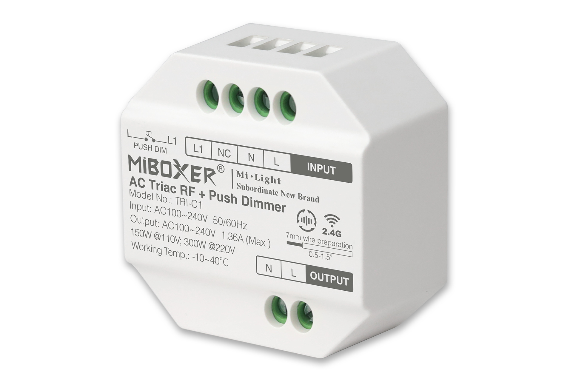 Mi·Light Miboxer 220Volt Triac Dimmer module voor afstandsbediening en drukknop