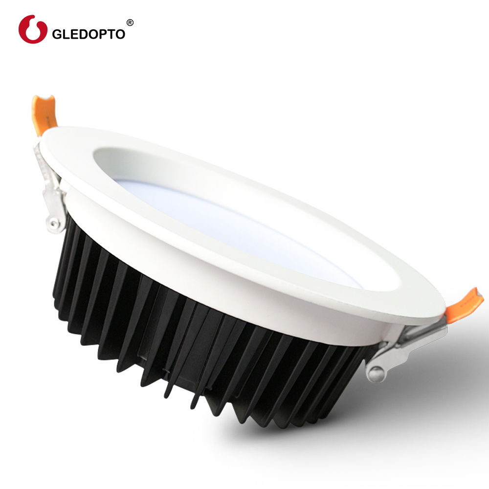 GLEDOPTO LED Inbouwspot GLEDOPTO 12W RGB + Dual White 220V Satijn Wit  Ø160mm (Plus Versie)