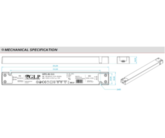 GLP Ultra Dunne Constant Voltage Voeding DC 24 Volt 45W 1.87A