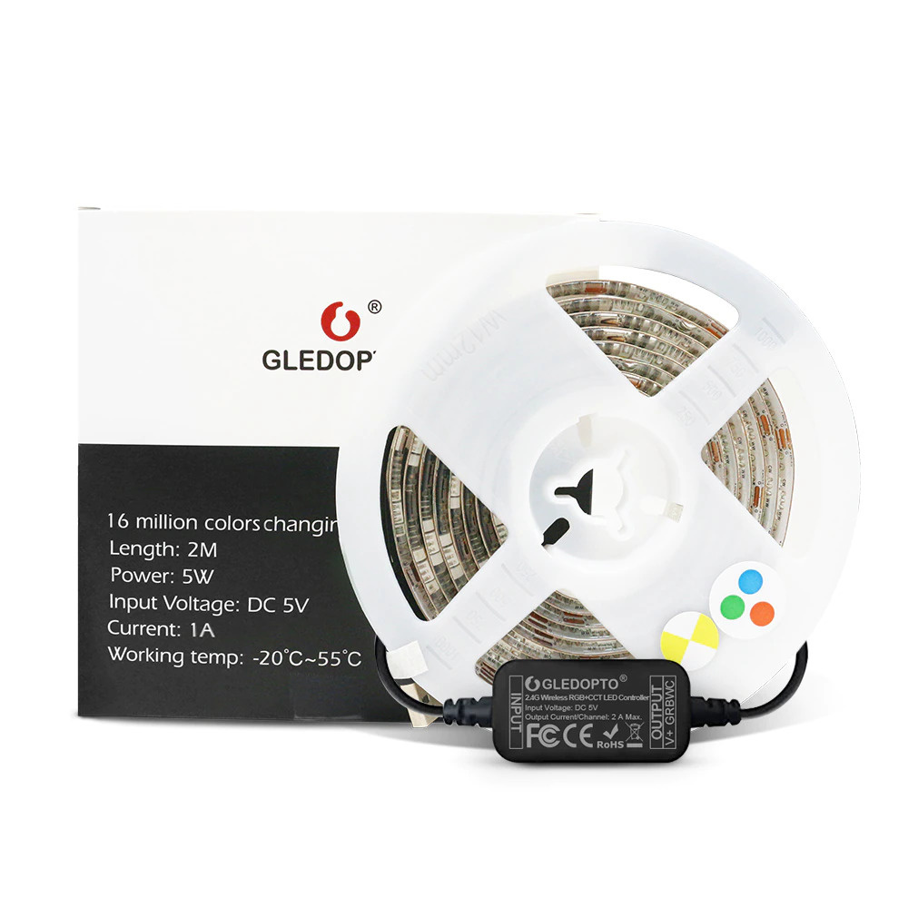 GLEDOPTO Zigbee 5W USB RGB + CCT 2M LED Strip Light 5V