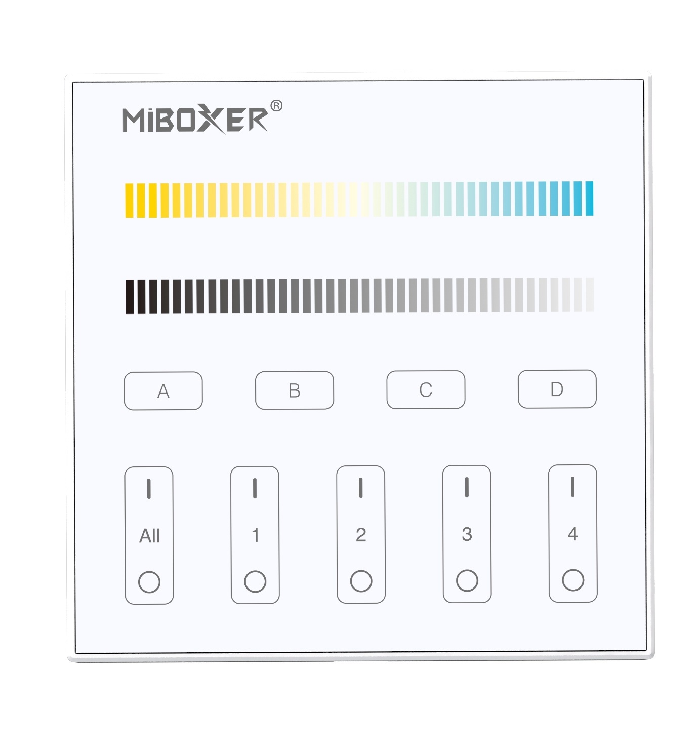 Mi·Light DALI DT8 4-Zone DualWhite/CCT Panel Touch Wandpaneel