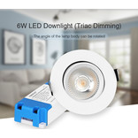 Mi·Light ACTIE! Mi-Light 6Watt Dimbaar Warm Wit 2700K LED Triac kantelbare Inbouwspot 220V. Mat Wit ⌀90mm