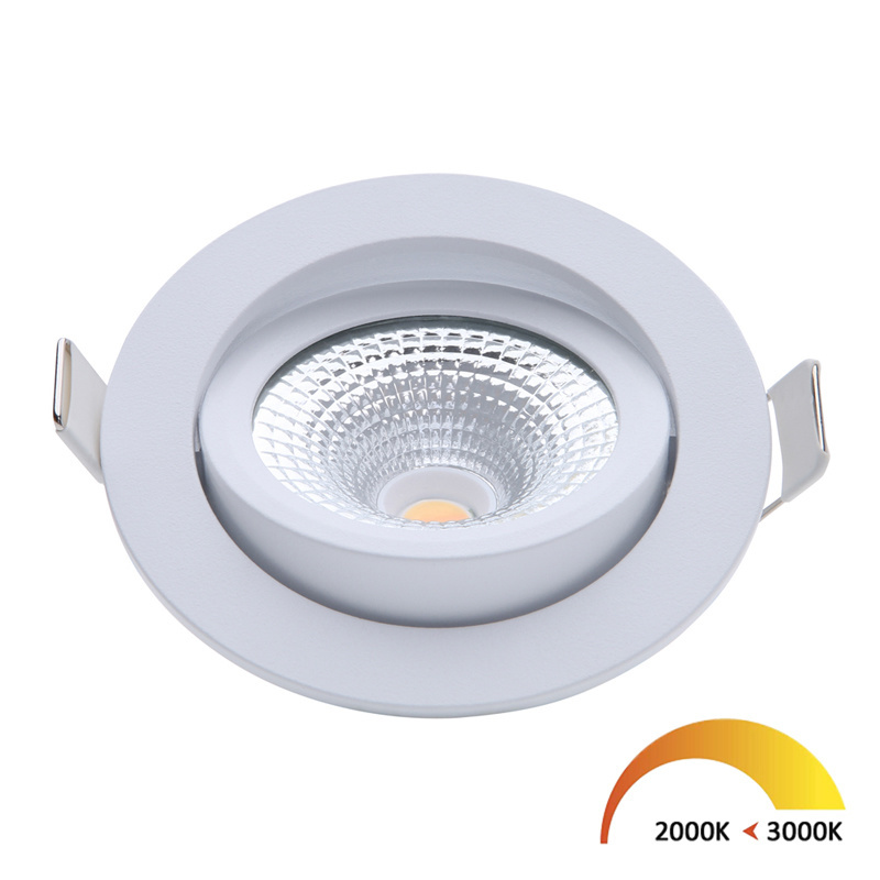 EcoDim EcoDim 5Watt  2000K - 3000K Ronde Witte Kantelbare LED Inbouwspot Warm Wit 85mmØ Kantelbaar IP54