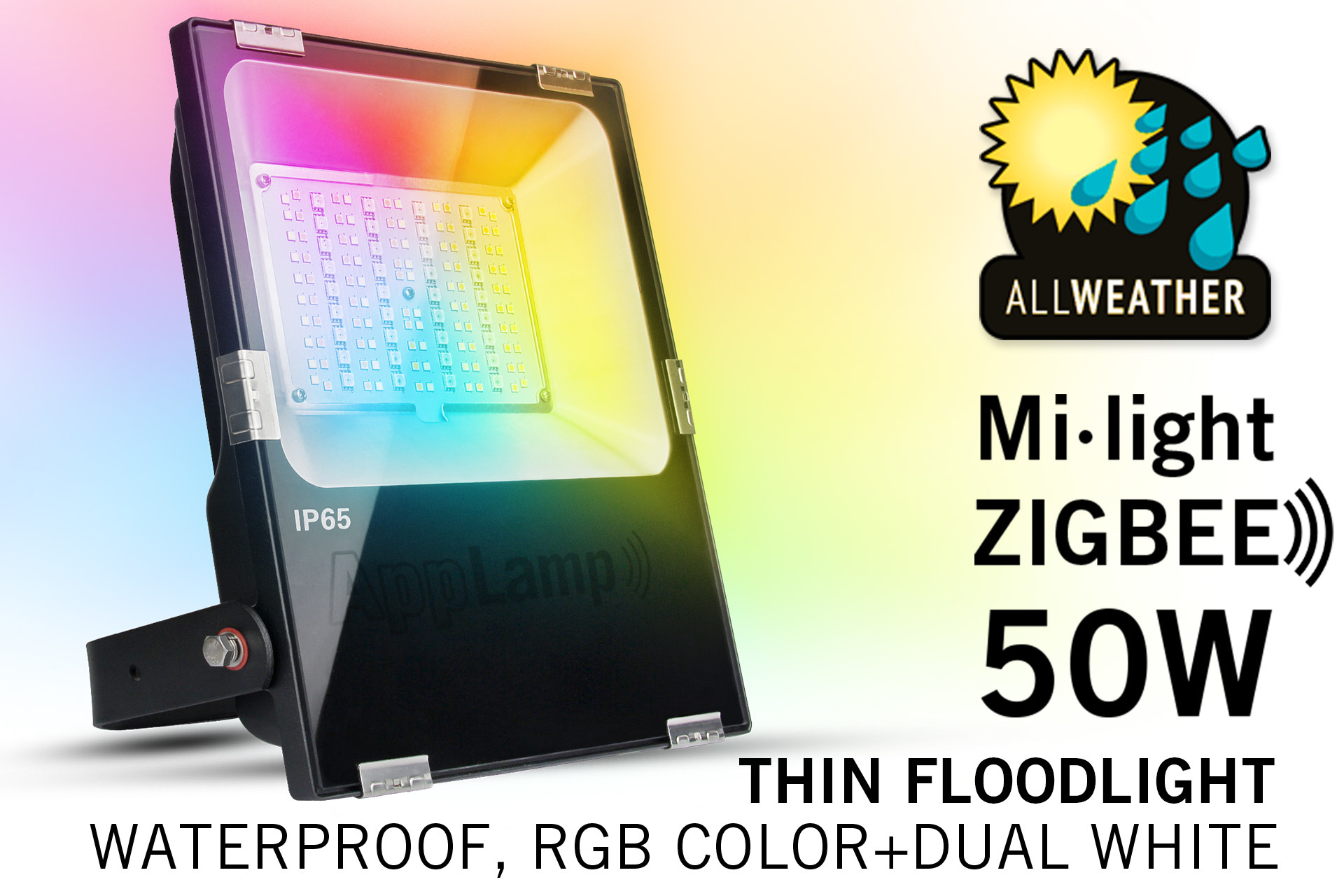 Mi·Light Zigbee Mi-Light 50W RGBWW Kleur + Dual White LED Schijnwerper. Waterdicht IP65