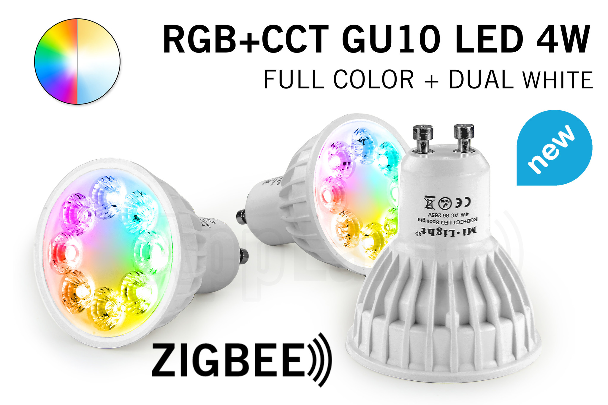 Mus smokkel Vechter Mi-Light Zigbee 4W RGBWW Kleur + Dual White Dimbaar GU10 LED Spot 220V |  AppLamp.nl