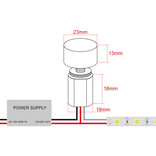 Mini LED inbouwdimmer draaiknop zwart 12V-24V, 4A, IP65 waterproof