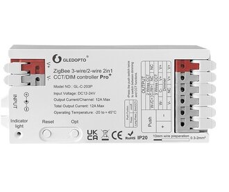 GLEDOPTO 12A Gledopto 2 in 1 SC/CCT Zigbee Pro Controller GL-C-203P | 12-24 Volt