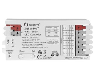 GLEDOPTO 20A Gledopto 5 in 1 Zigbee Pro Controller GL-C-201P | 12-24 Volt