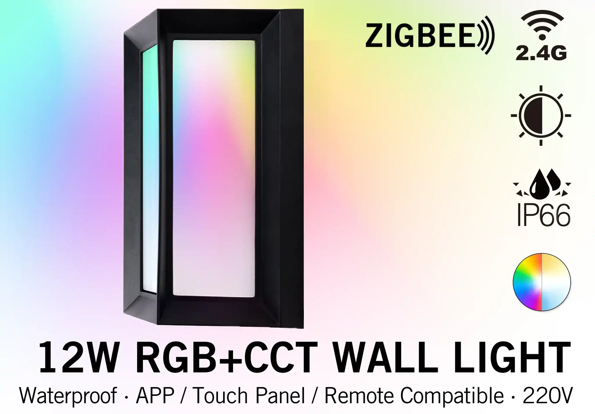 Mi·Light Buiten Wandlamp Rechthoekig RF 2.4G + Zigbee Mi-Light 12W RGBCCT 220V IP66 LED Verlichting afbeelding