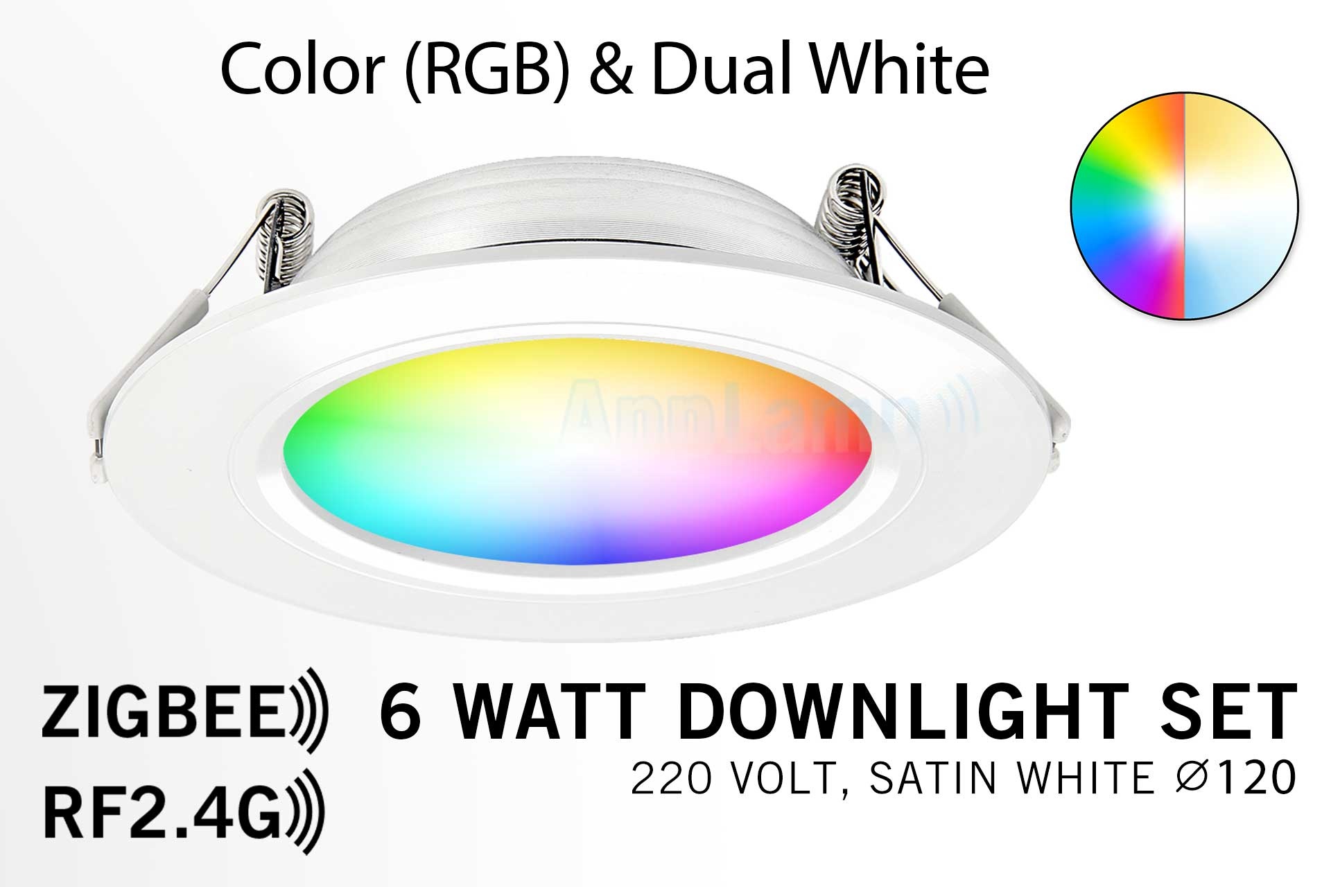 Mi·Light Mi-Light Zigbee 3.0+RF 6W RGB+CCT LED Inbouwspot 220V Satijn Wit afbeelding