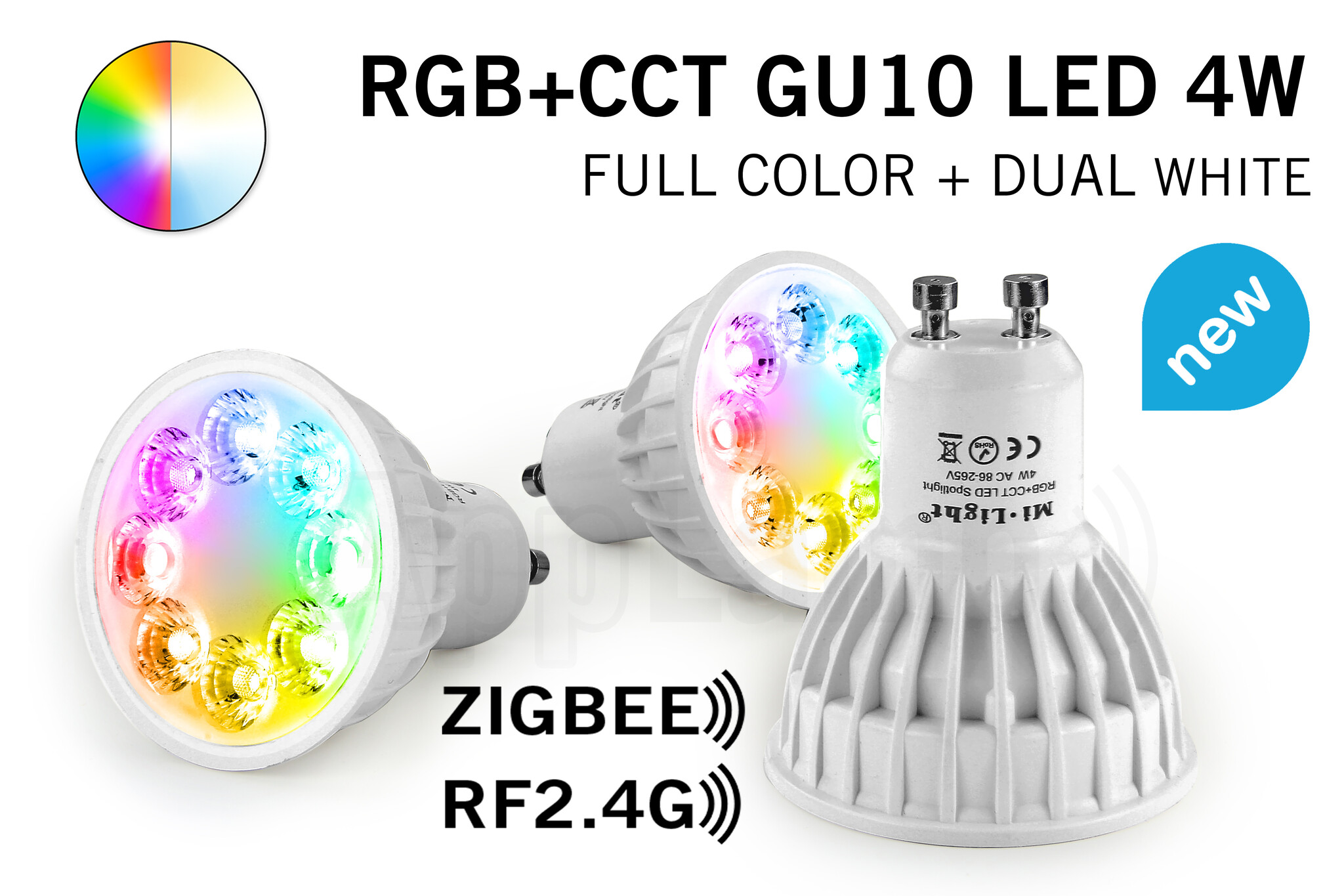 Mi·Light Mi-Light Zigbee + RF 4W RGBWW Kleur + Dual White Dimbaar GU10 LED Spot 220V afbeelding