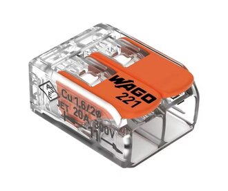 Wago 2 Pin Soldeervrije Wago Lasklem.  Geschikte draaddikte 0.2 t/m 4mm²