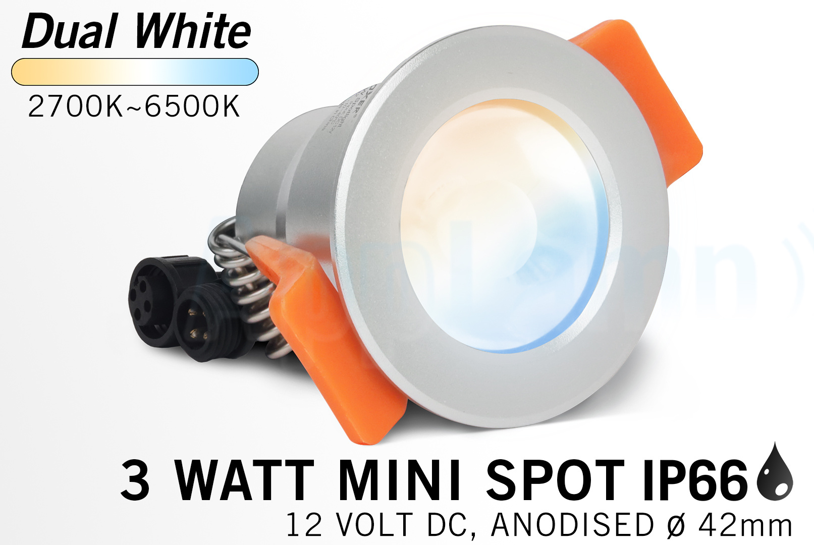 Mi·Light Miboxer 3W Dual White Mini LED spotje. Waterdicht IP66, 12Volt, Ø 42mm afbeelding