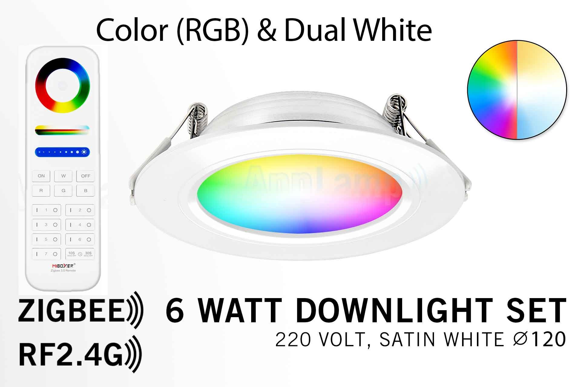 Mi·Light Mi-Light Zigbee 3.0+RF 6W RGB+CCT LED Inbouwspot + Afstandsbediening afbeelding
