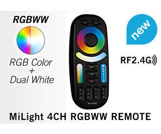 Mi·Light Zwarte touch Remote RGB+CCT (Dual White) Mi-Light RGBWW met 4-kanalen