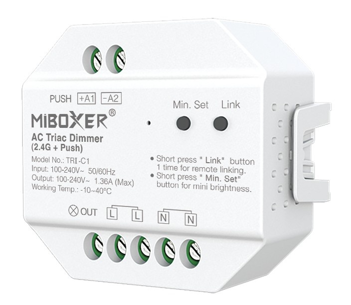 Mi·Light Miboxer 220Volt Triac Dimmer module RF draadloos + Push dimmen | 300W afbeelding