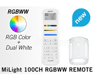 Mi·Light MiLight RGB+ DualWhite (RGB+CT) hand afstandsbediening,  100-zones, RF, 2xAAA
