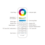 Mi·Light MiLight RGB+ DualWhite (RGB+CT) Touch  hand afstandsbediening,  6-zones, 4  scene knoppen, RF, 2xAAA