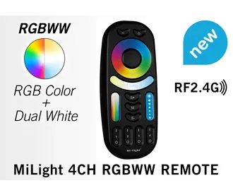 Mi·Light Zwarte touch Remote RGB+CCT (Dual White) Mi-Light RGBWW met 4-kanalen