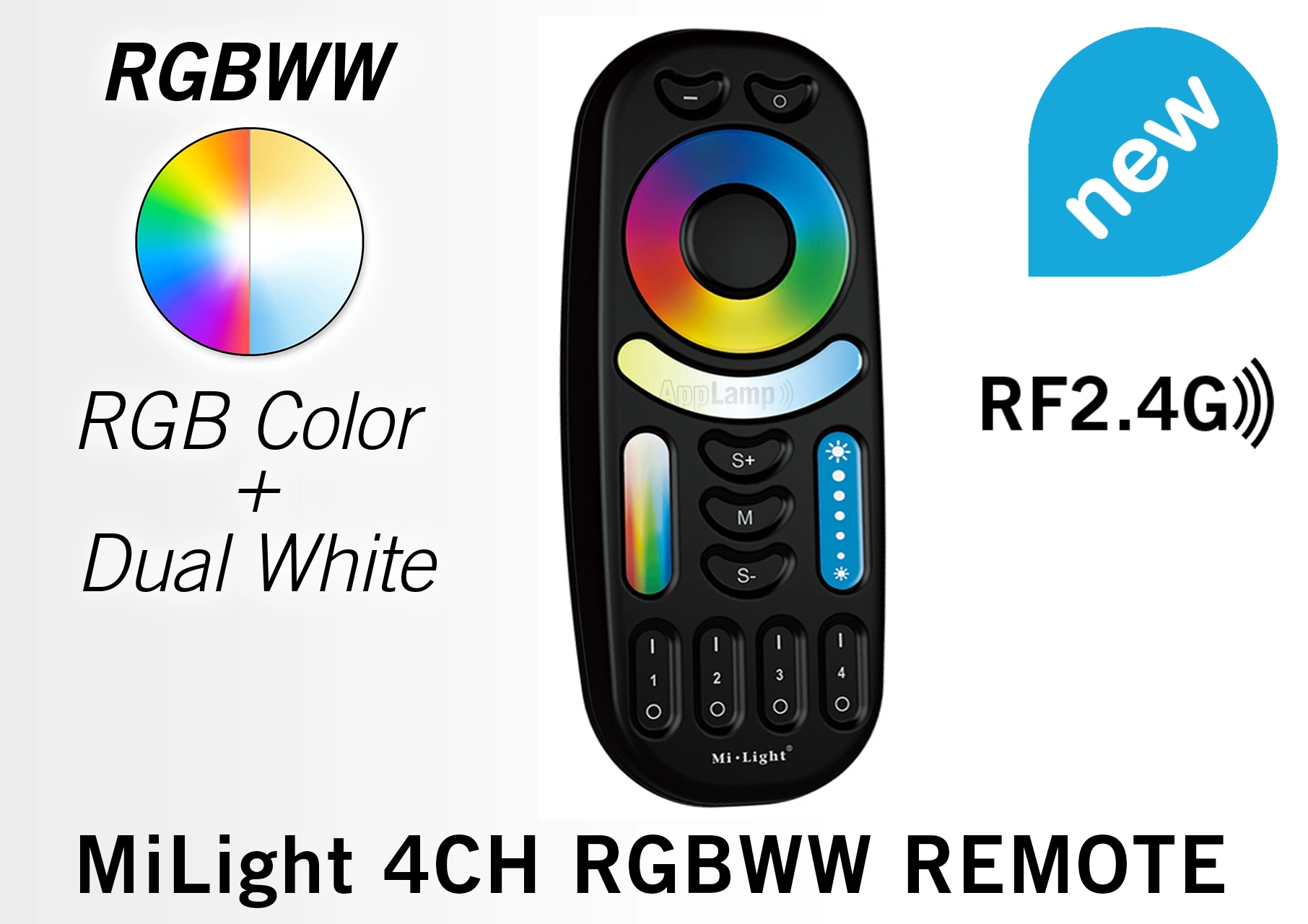 Mi·Light Zwarte touch Remote RGB+CCT (Dual White) Mi-Light RGBWW met 4-kanalen afbeelding 1