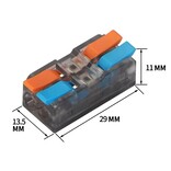 2 Pin INOUT Soldeervrije Wago Lasklem, 5 of 10  stuks.  Geschikte draaddikte 0.5 t/m 4mm²