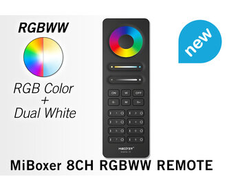 Mi·Light C8 ZwarteTouch Remote RGB+CCT (Dual White) Mi-Light RGBWW met 8-kanalen