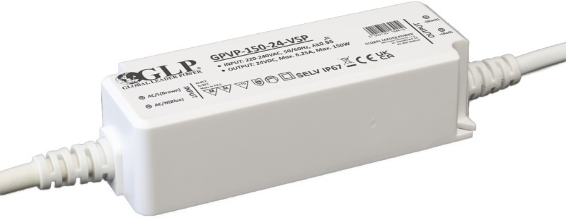GLP Waterdichte Voeding DC 24V 150 Watt 6.25 Ampère  - Kunststof behuizing