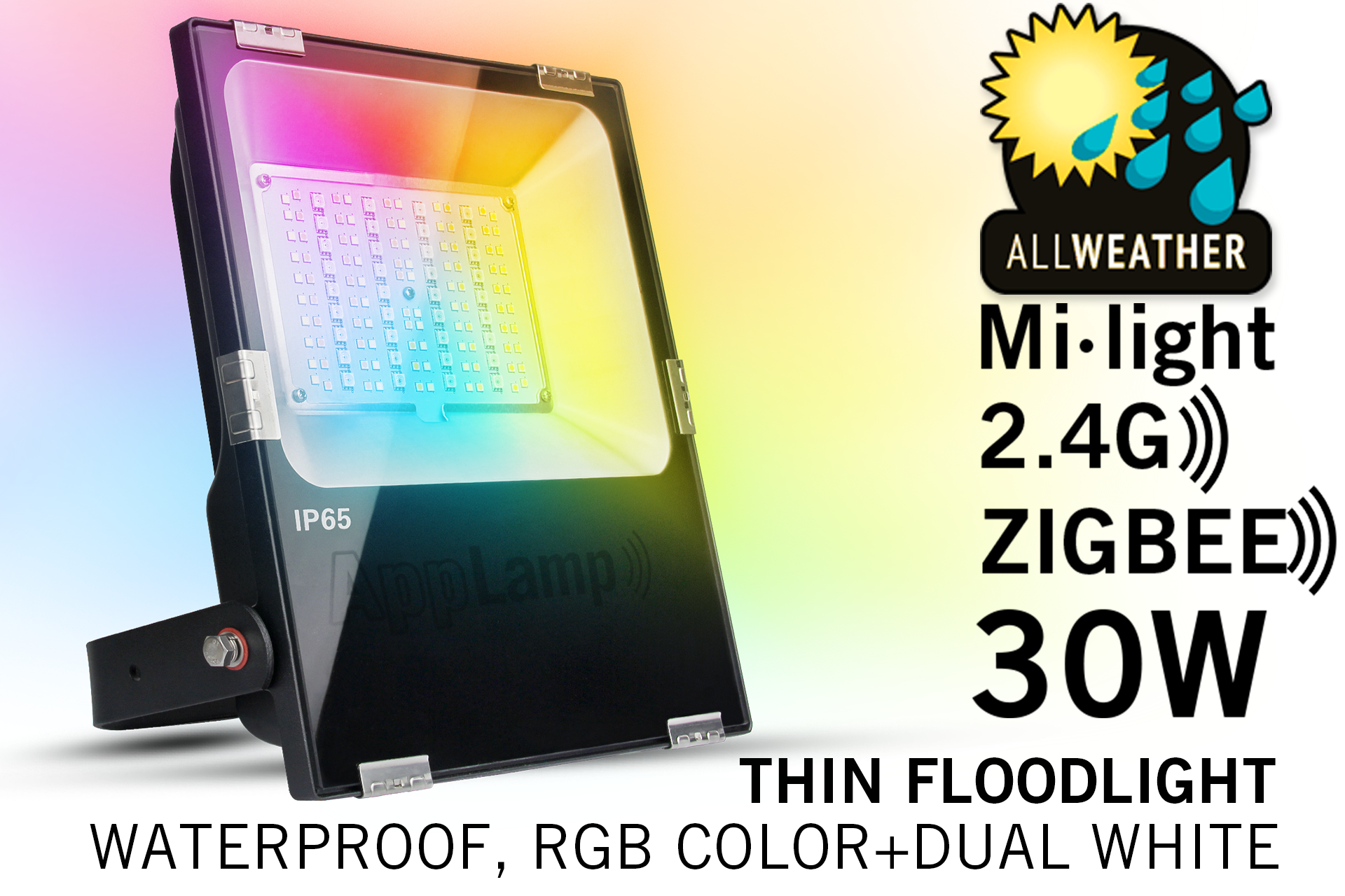 Mi·Light Zigbee + RF Mi-Light 30W RGBWW Kleur + Dual White LED Schijnwerper. Waterdicht IP65 afbeelding