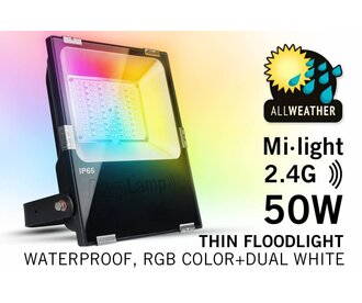 Mi·Light Mi-Light 50W RGBWW Kleur + Dual White LED Schijnwerper. Waterdicht IP65