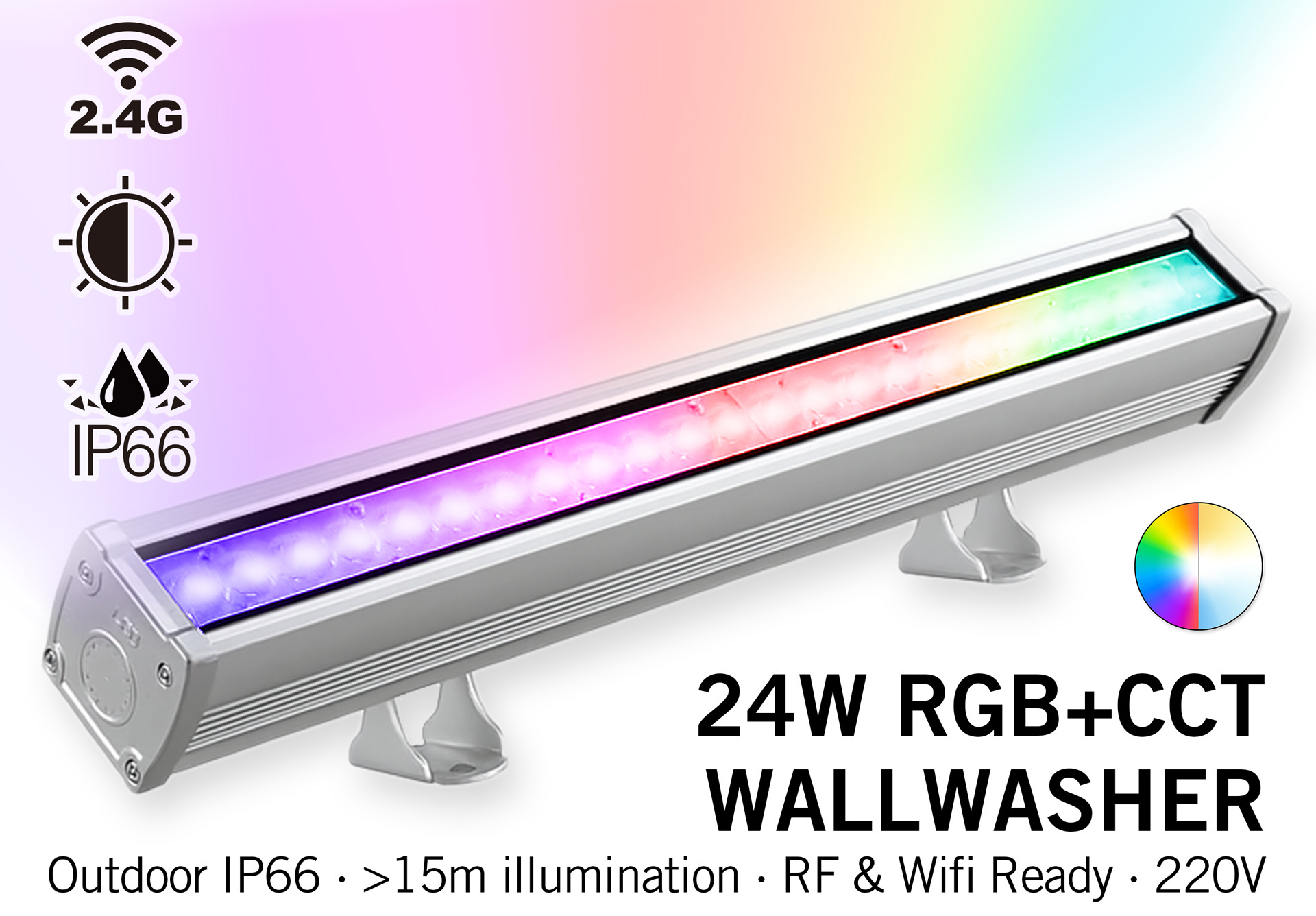 Mi·Light Milight Wall Washer RGB+Dual White - IP66 - 24Watt - 230Volt - 52CM afbeelding 1