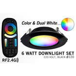 Mi·Light LED Inbouwspot met Afstandsbediening Mi-Light 6W RGBWW Kleur + Dual White 220V. Rond ⌀118mm | Zwart