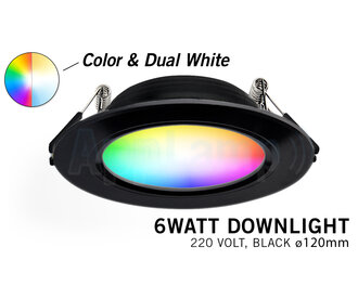 Mi·Light Mi-Light 6W RGBWW Kleur + Dual White LED Inbouwspot 220V. Zwart