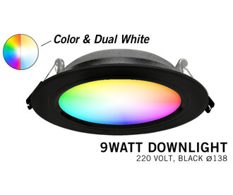 Mi·Light Mi-Light 9W RGBWW Kleur + Dual White LED Inbouwspot 220V. Zwart