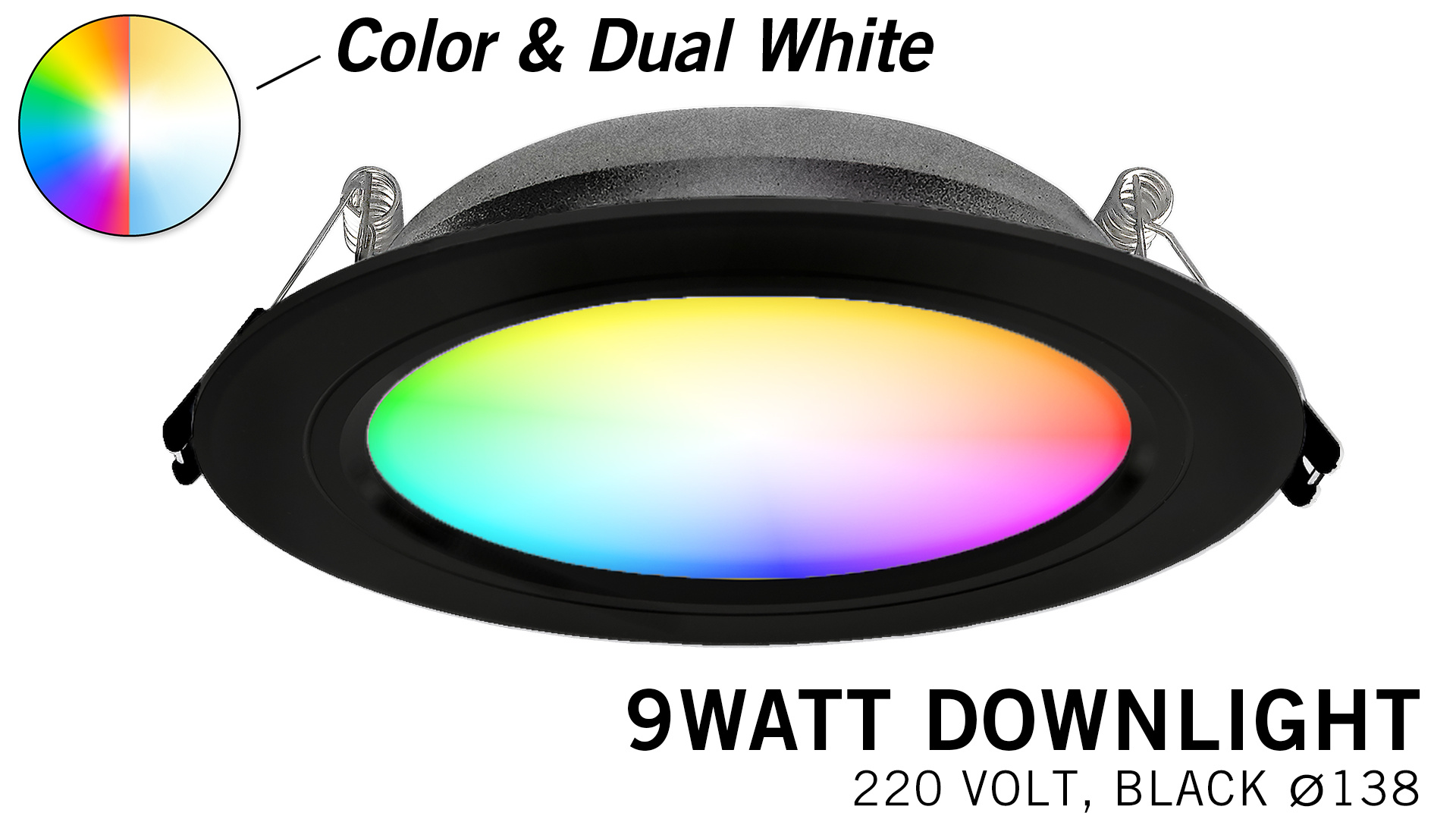 Mi·Light Mi-Light 9W RGBWW Kleur + Dual White LED Inbouwspot 220V. Zwart afbeelding 1