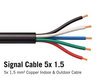 Applamp Ronde kabel 5x 1.5mm2  Rood, Groen, Blauw, Zwart, Wit.