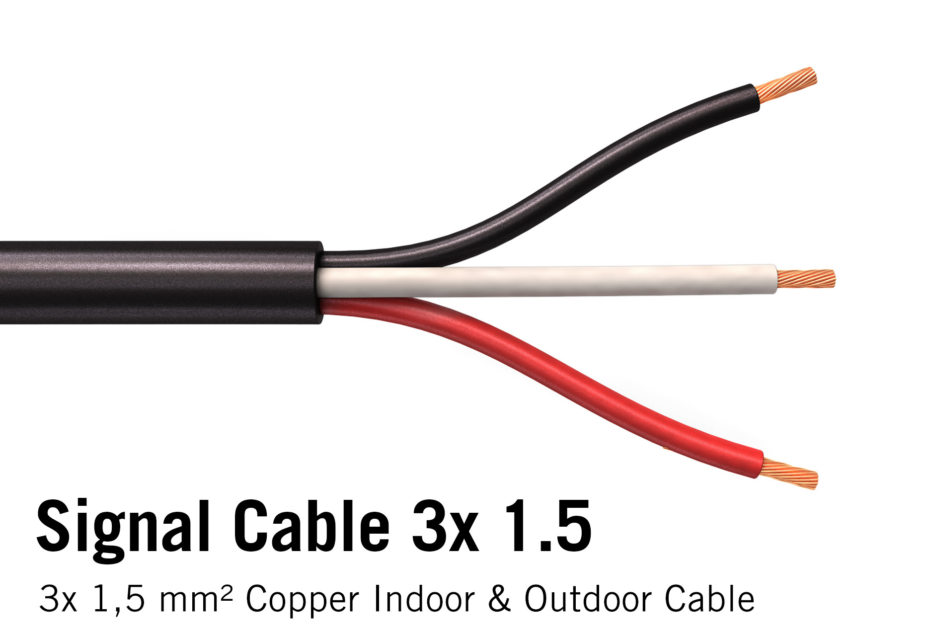 Ronde kabel 3x 1.5mm² Rood, Zwart, Wit. afbeelding 1