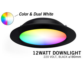 Mi·Light Zwarte Mi-Light 12W RGBWW Kleur + Dual White LED Inbouwspot 220V